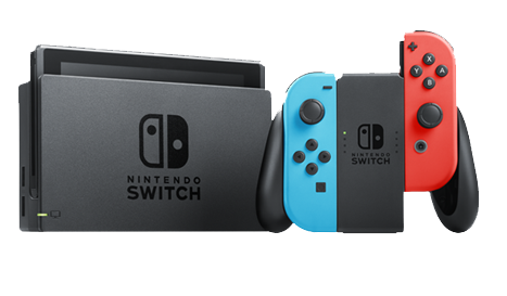 Productfoto van een Nintendo Switch rood & blauw